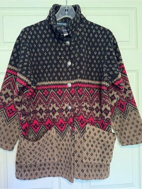 Vintage 1990s Muskoka Lakes button-up fleece sweater/jacket